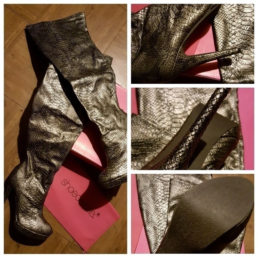 Rhiannon Pewter Thigh-High Boots